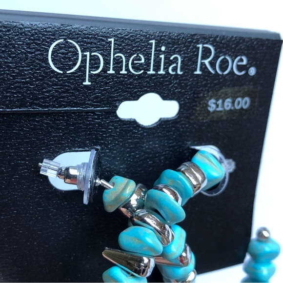 NEW OPHELIA ROE Earrings Turquoise Bead Earrings 1 Pair Blue Green - Picture 4 of 12